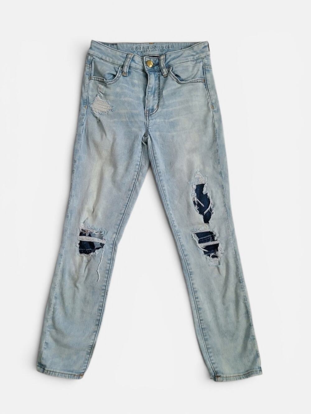 American Eagle Super Super Stretch Distressed Hi Rise Cropped Jeggings